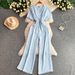 Women's Three-Button V-Neck Puff Sleeve Jumpsuit Summer Slimming Elastic Waist Wide Leg Pants Size Democracy_ecoleips.com