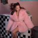 Luxury Pink Faux Fox Fur Coat – Plush Winter Jacket With Quilted Lining (S/M/L) – Elegant British-Style Outerwear_ecoleips.com