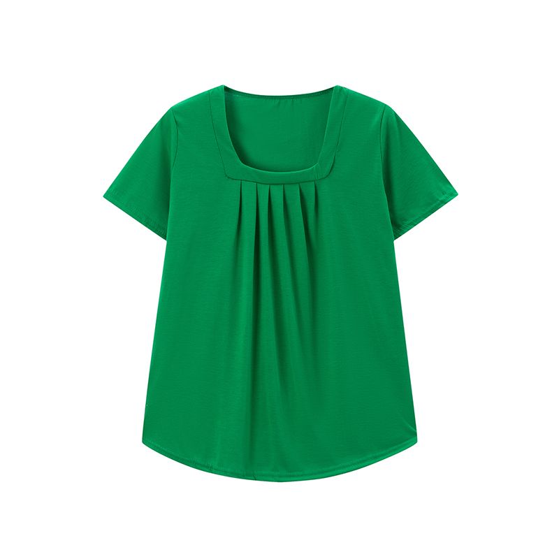 2025 Summer New European And American Hot Selling Top Tailcoat Square Neck Pleated Ruffle Edge Short Sleeved T-shirt_ecoleips.com
