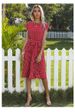 Summer New Arrival Women European American Polka Dot Drawstring Short Sleeve Pleated Mid Length Dress_ecoleips.com