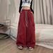 Aria Basics American Retro Dopamine Work For Women, Style Wide-leg Straight Pants With Belt And Multiple Pockets, Casual Long Pants,_ecoleips.com