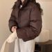 Brown Short Down For Women Winter 2024 New High-Waisted Stand Collar Puffer Jacket European Style Coat_ecoleips.com
