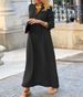 Aria Basics Aria Basics 2023 European And American Cross-border New Style Large Hem Dress, Solid Color, Turn-down Collar, Sleeve, Simple Casual_ecoleips.com
