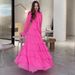 Women's Clothing High Neck Patchwork Snowflake Dress Court Design Ruffle Muslim Fashion Fall_ecoleips.com