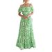 Women's Off Shoulder Ruffled Short Sleeve Floral Print Maxi Dress – Casual Boho Summer Gown_ecoleips.com