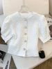 Women's Classic Notch Collar Short Sleeve Shirt Breathable Office Blouse Button Detail Summer Top_ecoleips.com