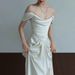 Off-the-shoulder Light Wedding Dress, Simple And Elegant, Satin French Vintage Forest Style, Engagement Dress Women,_ecoleips.com