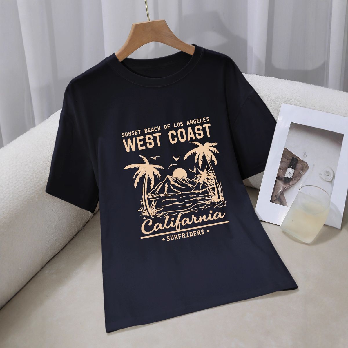 Women's Casual Round Neck Short Sleeve T-Shirt Multi-Color American Style Simple Fashionable Sports Top Solid Printed Loose Fit_ecoleips.com