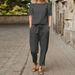 Women's Clothing Cotton And Linen Summer Matching Suits Half Sleeved O Neck Oversized Blouse E Wide Leg Pants Retro Suit_ecoleips.com