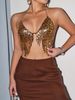 Women's Clothing New Sexy Backless Metal Chain Leopard Sequin Sling_ecoleips.com