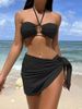Verve Sexy Three-Piece Swimsuit For Women High-End Solid Color Beach Dress Bikini Swimwear_ecoleips.com