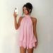 New European And American Style Solid Color Vacation Slim-fit Sexy Backless Halter Neck Waist-cinching Top With Puffy_ecoleips.com