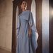 Elegant Solid Color Draped Dress – Polyester A-Line Maxi Dress With Scarf Detail, Minimalist Office & Evening Wear_ecoleips.com