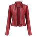 K New Leather Jacket Women's Short Jacket Stand Collar Women's Leather Jacket Thin Leather Jacket_ecoleips.com