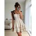 2026 Summer New Rice Apricot Bow Shoulder Strap Dress Women, Fishbone Waist Double-layer Ruffle Edge Sweet Cool Lolita Style Skirt_ecoleips.com
