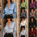 Elegant Satin V-Neck Blouse – Premium Workwear Top For Women (S-Xxl, Blue/Green/White/Charcoal/Burgundy/Black)_ecoleips.com