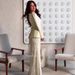 Elegant Long Sleeve Maxi Dress – Fall High-Neck A-Line Dress With Pearl Embroidery (Ivory, S-Xxl)_ecoleips.com