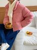 Women's Short Puffer Jacket With Stand Collar, Oversized Cotton-Padded Coat, Casual Winter Outerwear For Petite & Plus Size_ecoleips.com