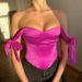 Satin Summer Wrap Top For Women | Backless Crisscross Tie-Up Bustier Cami In Yellow, Black, Hot Pink_ecoleips.com