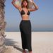 Women's Three Piece Bikini Swimsuit European And American Style Solid Color Mesh Long Dress Fashionable Sexy Design 2025_ecoleips.com