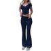 Voya Voya Women's European And American Spring Summer Y2K Casual Sports Women's Solid Color BM Short Sleeve T-shirt And Long Pants 2-piece Set_ecoleips.com