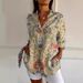 Women's Clothing Women's Casual Shirt Spring Collection Mid Sleeve Collared Creative Retro Floral Print Top For Women_ecoleips.com
