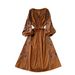 Women's Clothing Women's Bohemian Retro Style Travel Dress Heavy Embroidery Loose Lantern Sleeve Tie Waist For Formal & Casual_ecoleips.com