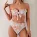 European And American Trendy Printed Two Piece Swimsuit Sexy Ruffled Bikini Set for Women Cross Border E Commerce Amazon_ecoleips.com