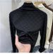 Women's Clothing Half Turtleneck Bottoming Shirt Plaid Long Sleeved T Shirt Fashionable And Stylish Inner Top_ecoleips.com