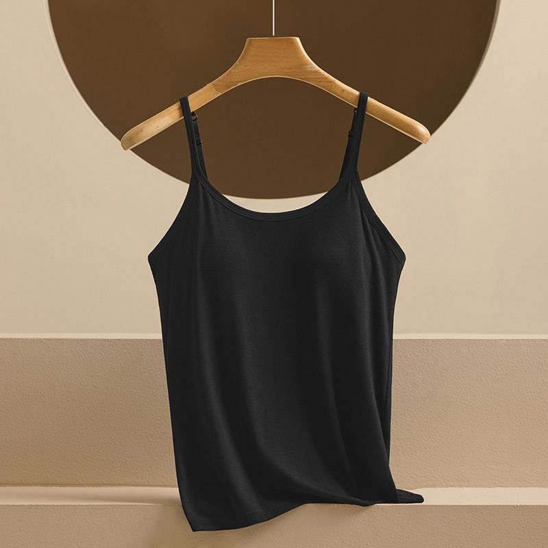 Modal Camisole For Women With Built-in Bra Pads, No Underwire, All-in-one, Can Be Worn As Top Without A Bra, Summer_ecoleips.com