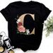 Cross-border Popular Letter And Floral Pattern Name Combination Print Casual Plus-size Short-sleeve T-shirt For Women_ecoleips.com