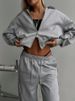 Cross-Border Casual Fashion European And American Style Women's Zipper Cardigan Jacket Sports Drawstring Pants_ecoleips.com