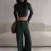 Women's Clothing Spring And Autumn Foreign Trade Temperament Leisure Suit Long Sleeved Navel Baring Top Suit_ecoleips.com