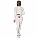 Women's High Neck Ribbed Embroidered Letter Zip-Up Tracksuit Set, Clubwear Two-Piece Outfit_ecoleips.com