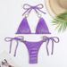 Verve 2025 New Women's Swimsuit Two-Piece Sexy Tie Solid Color Crystal Bikini Creative Accessories Swimwear_ecoleips.com