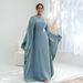 Modest Abaya Dress Oversized V-Neck Maxi Dress With Inner Tie – Flowy Polyester, Modest & Boho (20 Colors, 1-2 Size)_ecoleips.com