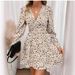 Floral Print Long Sleeve Dress – French-Inspired Wrap Waist Midi Dress (S-XXL, Black/Beige/Chic Floral)_ecoleips.com