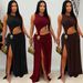 Women's Sexy High-Slit Bodycon Dress – Sleeveless Crop Top & Side Slit Elegant Midi Dress (Black/Burgundy/Brown, S-Xxl)_ecoleips.com