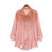 French Style Embroidered Openwork Breathable Blouse, Long Sleeved, Loose Fitting, Versatile, Workwear Cardigan, Blue Top._ecoleips.com