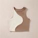 Cross-border Cropped Tank Top With Exposed Midriff, Slim Fit, Contrasting Color Splicing, Slimming, Short Sleeveless_ecoleips.com