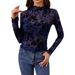 European And American Cross-border 2026 Single-layer Mesh Top Without Bra, Stand-up Collar, Women's T-shirt, Elegant For_ecoleips.com