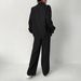 Women's Temperament Solid Color Shirt Jacket And Wide Leg Trousers Casual Two Piece Suit European American Style Autumn New 2023_ecoleips.com