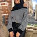 Women's Off-Shoulder Striped Knit Sweater - Soft Acrylic Blend, Relaxed Fit, Chic Half-Turtleneck, Fall & Winter Casual Pullover, Trendy Loose Sleeves_ecoleips.com
