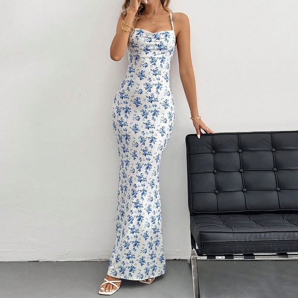 Cross Border Women's 2026 Spring/summer New Sweet And Fresh Camisole Backless Floral Vacation Style Dress_ecoleips.com
