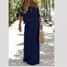 Summer New Arrival Women's Casual Long Dress Solid Color off Shoulder Elastic Waist Short Sleeve European And American Style Q212_ecoleips.com