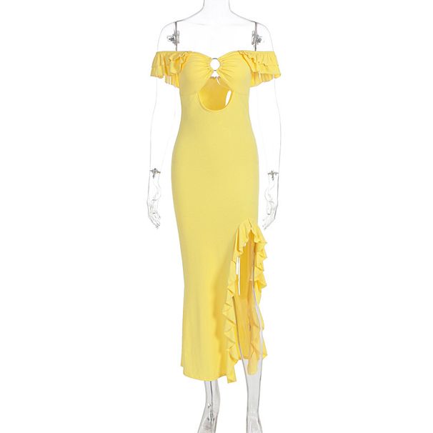 Women S Sexy Spicy Girl Style Off Shoulder Bandeau Hollow Out Slim Fit High Slit Dress For Women Fashion Party Date Evening Dress_ecoleips.com