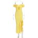 Women S Sexy Spicy Girl Style Off Shoulder Bandeau Hollow Out Slim Fit High Slit Dress For Women Fashion Party Date Evening Dress_ecoleips.com
