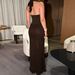 European American Retro-style Fashion Women's With V-neck, Sequin Waist-cinching, Slimming Halter Neck, Mesh Bodycon,_ecoleips.com