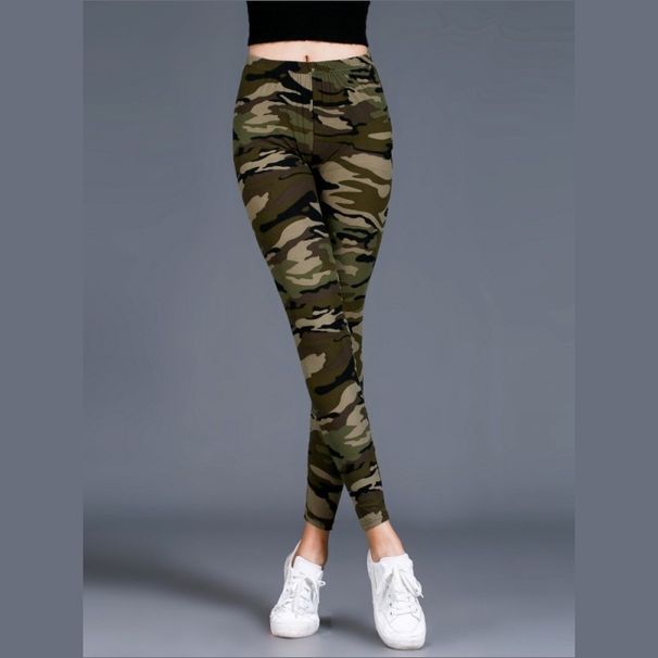 K Trendy Camouflage Outerwear Leggings Printed Women's Plus Size Elastic Slim Leg Pants Cropped Pants_ecoleips.com