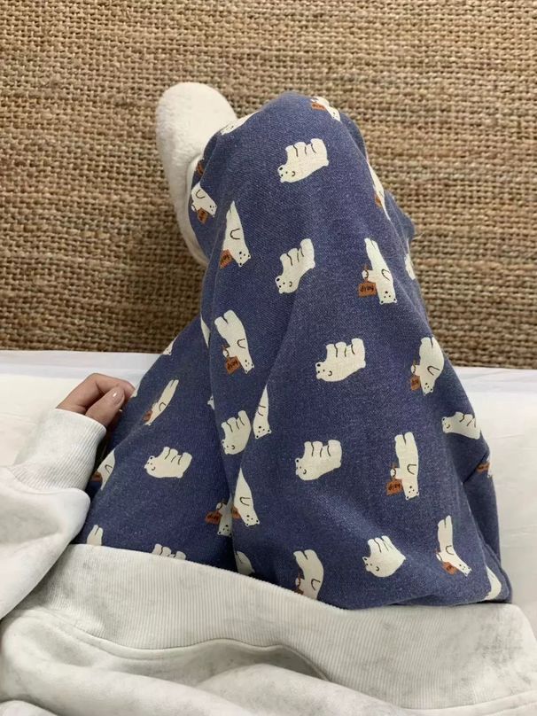 Autumn And Winter Pure Cotton Polished Home Pants Japanese Cartoon Cute Girl Trousers Loose Casual Soft Ins Pajama Pants_ecoleips.com
